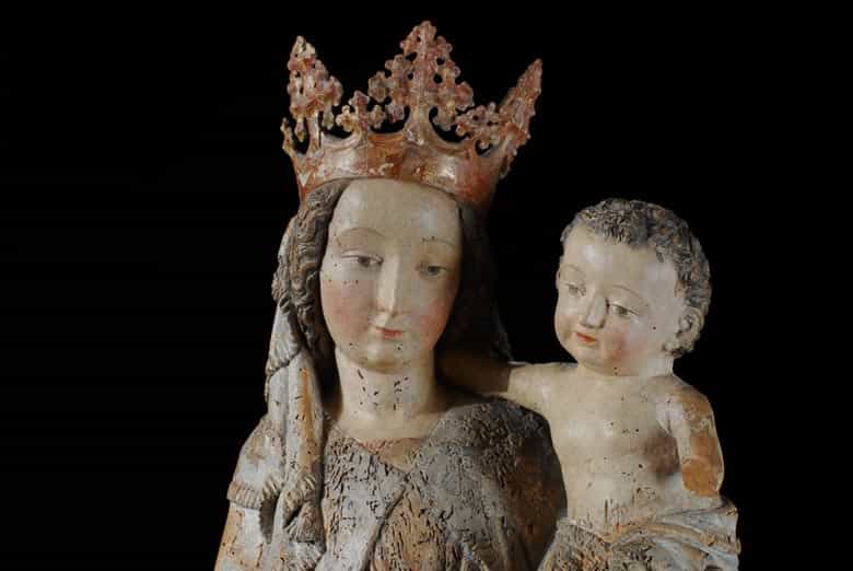 Detailabbildung: Madonna aus der Werkstatt des Seeoner Meisters, 15. Jahrhundert