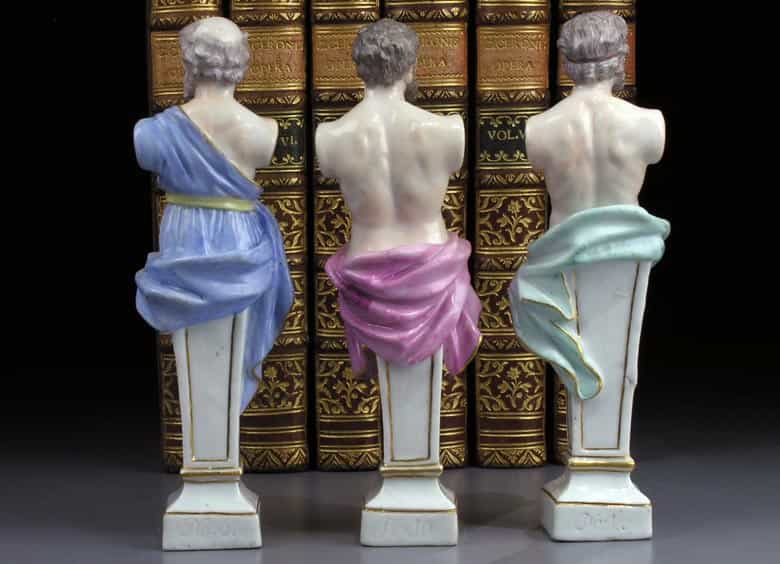 Detailabbildung: Satz von 3 Meisener Büsten griechischer Gelehrter