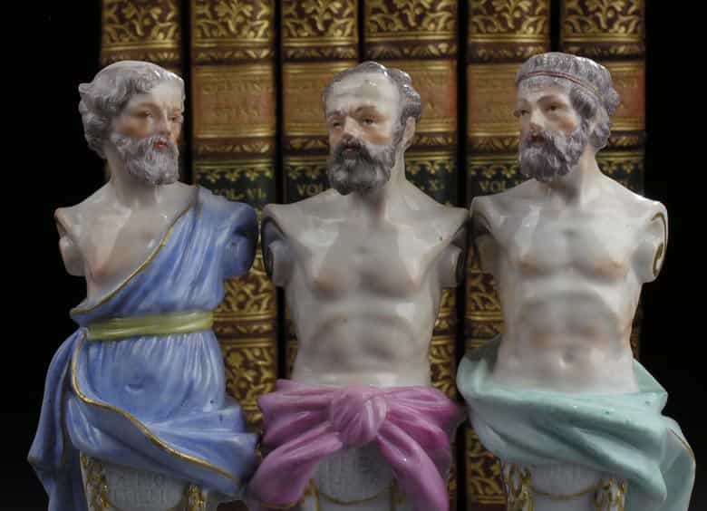 Detailabbildung: Satz von 3 Meisener Büsten griechischer Gelehrter