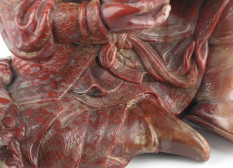 Detailabbildung: Äußerst feine chinesische Lohan-Specksteinfigur