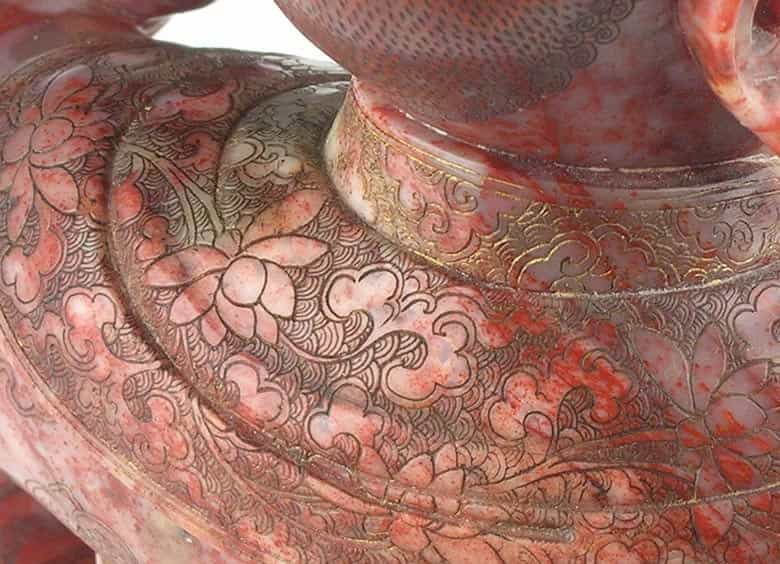 Detailabbildung: Äußerst feine chinesische Lohan-Specksteinfigur