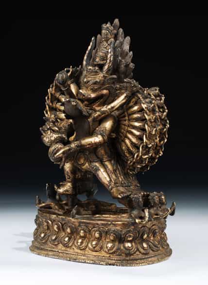 Detailabbildung: Tibetanische Bronzefigurengruppe: Vajrabhairava