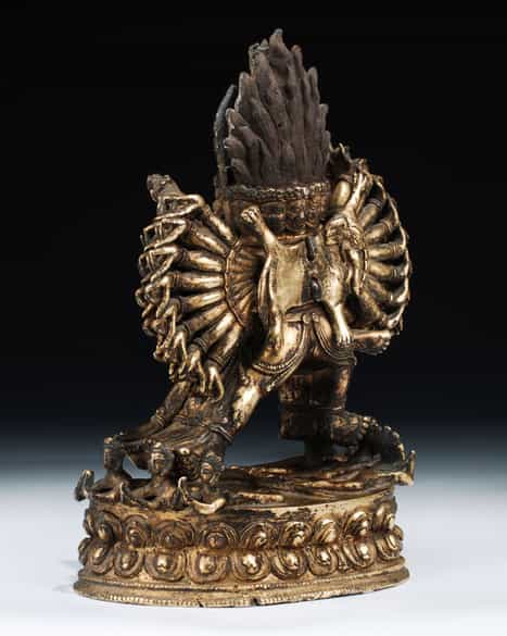 Detailabbildung: Tibetanische Bronzefigurengruppe: Vajrabhairava