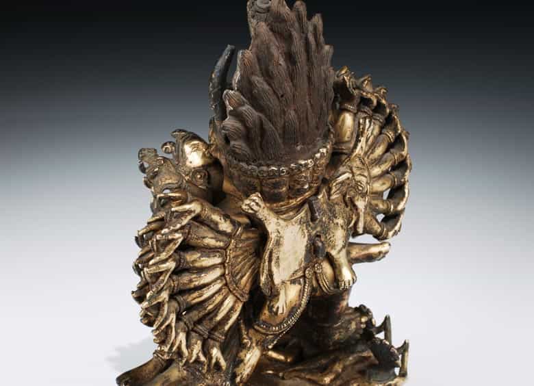 Detailabbildung: Tibetanische Bronzefigurengruppe: Vajrabhairava