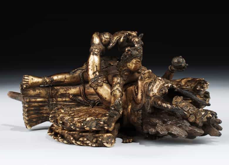Detailabbildung: Tibetanische Bronzefigurengruppe: Vajrabhairava