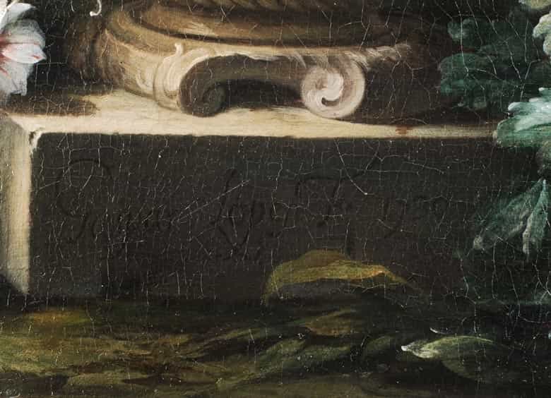 Detailabbildung: Gasparo Lopez, genannt Casparo dei Fiori , 1650 Neapel - 1732 Der Künstler war tätig in Rom, Venedig, Florenz und Dresden.