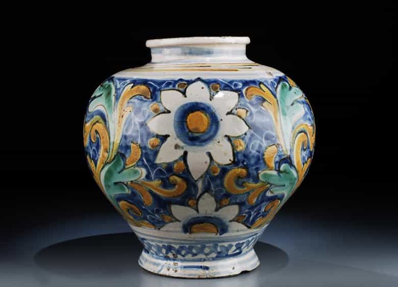 Detailabbildung: Italienisches Majolika-Apothekengefäß