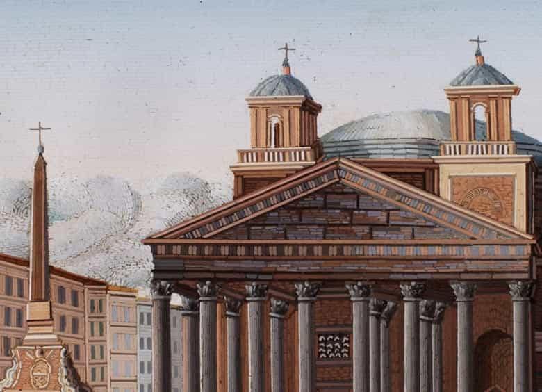 Detailabbildung: Mikromosaik mit Ansicht des Pantheon in Rom