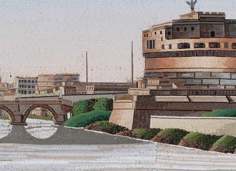 Detailabbildung: Mikromosaik mit römischer Vedute