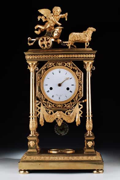 Detailabbildung: Louis XVI-Bronzeuhr in Feuervergoldung