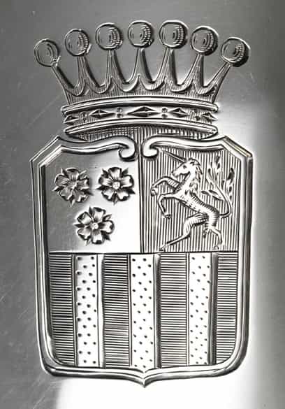 Detailabbildung: Silbernes Kaffee- und Teeservice mit Samowar