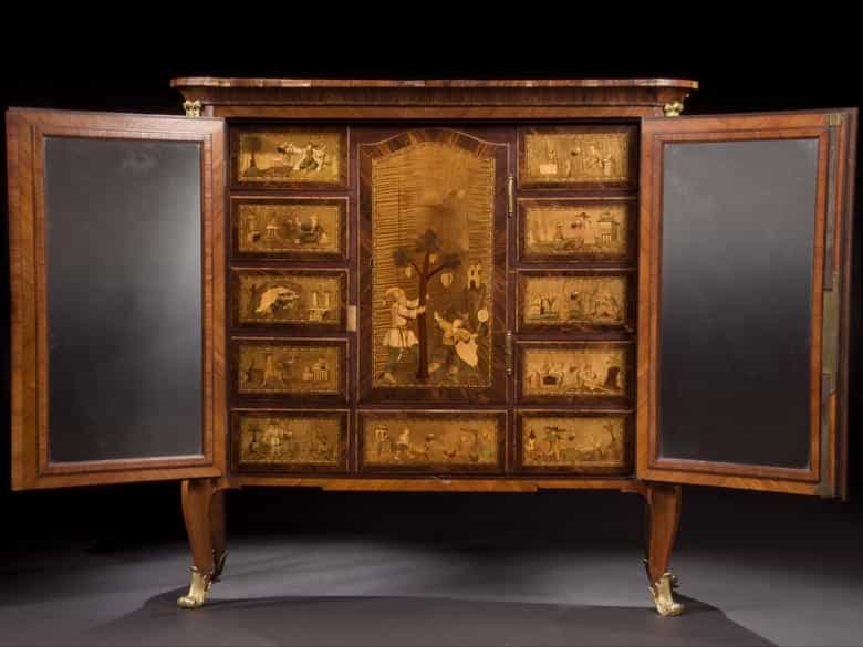 Detailabbildung: Kabinettschrank mit reicher Chinoiserie-Marketerie