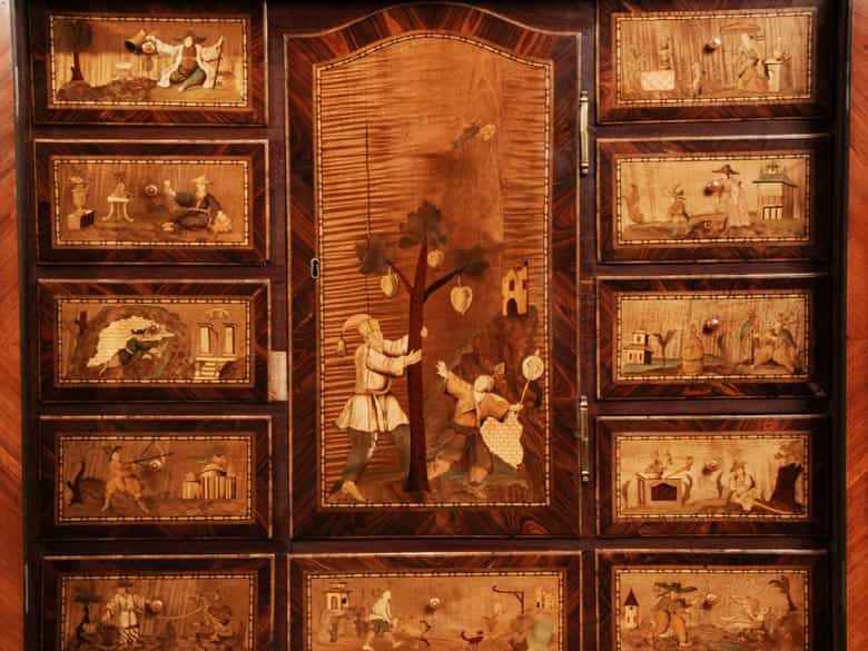 Detailabbildung: Kabinettschrank mit reicher Chinoiserie-Marketerie