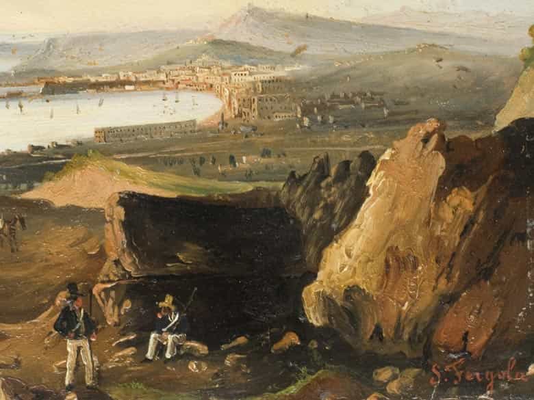 Detailabbildung: Salvatore Fergola, 1799 - 1874 Neapel, Werke seiner Hand in mehreren öffentlichen Sammlungen, wie im Museo di Capo di Monte, Neapel und im Palazzo Reale, Neapel. Er nahm an mehreren Ausstellungen, wie z.B. in Neapel teil. Ab 1845 unter dem Ei