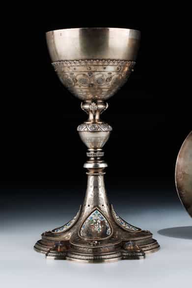 Detailabbildung: Silberkelch mit Emaildekor