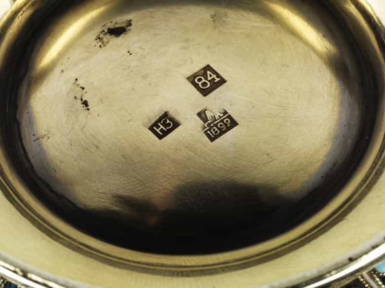 Detailabbildung: Silberschale mit Emaildekor