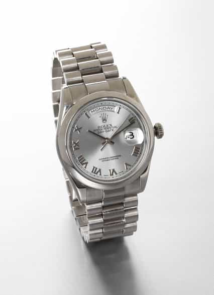 Detailabbildung: Herrenarmbanduhr Rolex „Day Date“, Platin
