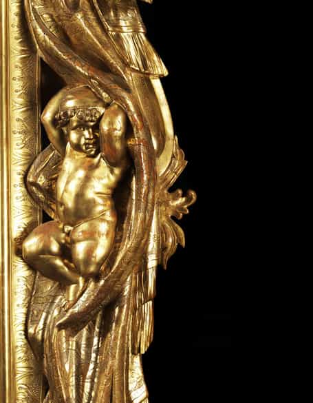 Detailabbildung: Großer, vollvergoldeter Hallenspiegel