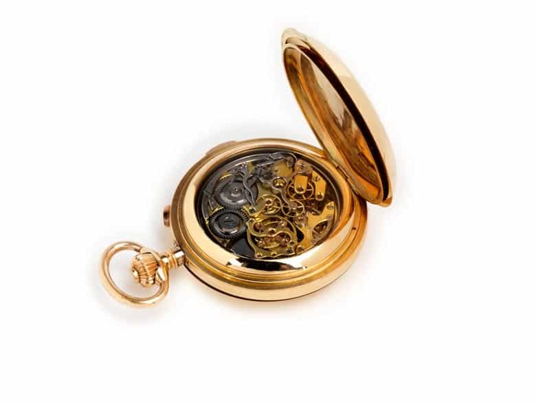 Detailabbildung: Herrensavonette, 14 kt mit Minuten-Repetitionsschlagwerk nund Chronograph