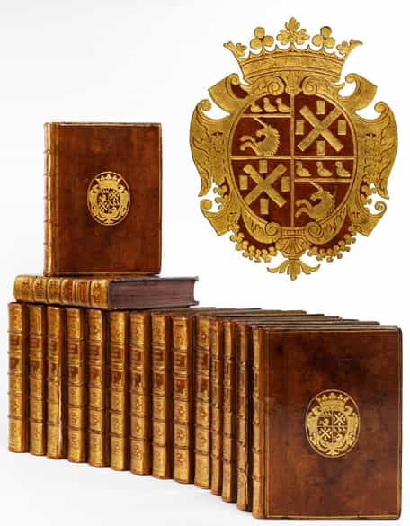 Detailabbildung: Prunkvolle Bibliothek mit 1067 Büchern des 18. Jahrhunderts