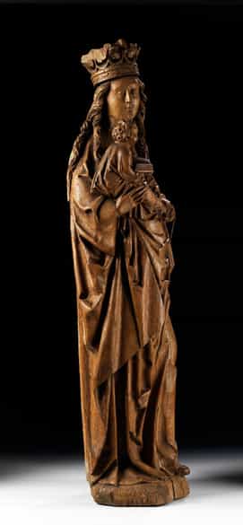 Detailabbildung: Schnitzfigur der Maria mit dem Kind