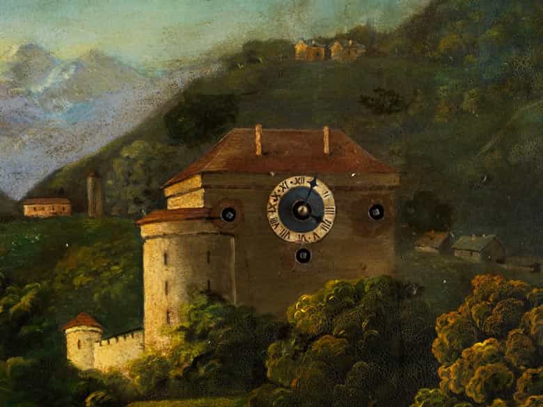 Detailabbildung: Bilderuhr mit Darstellung von Kufstein am Inn (?)