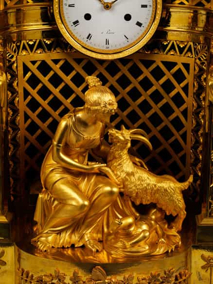 Detailabbildung: Pariser Empire-Uhr in Bronze und Feuervergoldung