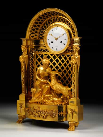 Detailabbildung: Pariser Empire-Uhr in Bronze und Feuervergoldung