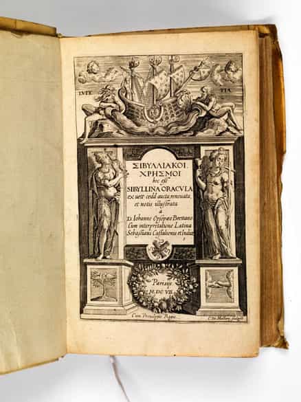 Detailabbildung: SIBYLLEN - SIBYLLIAKOI CHRESMOI (GRAECE) HOC EST SIBYLLINA ORACULA. - ORACULA MAGICA... - ORACULA METRICA IOVIS, APPOLINIS, HECATES, SERAPIDIS, ET ALIORUM DEORUM AC VATUM...