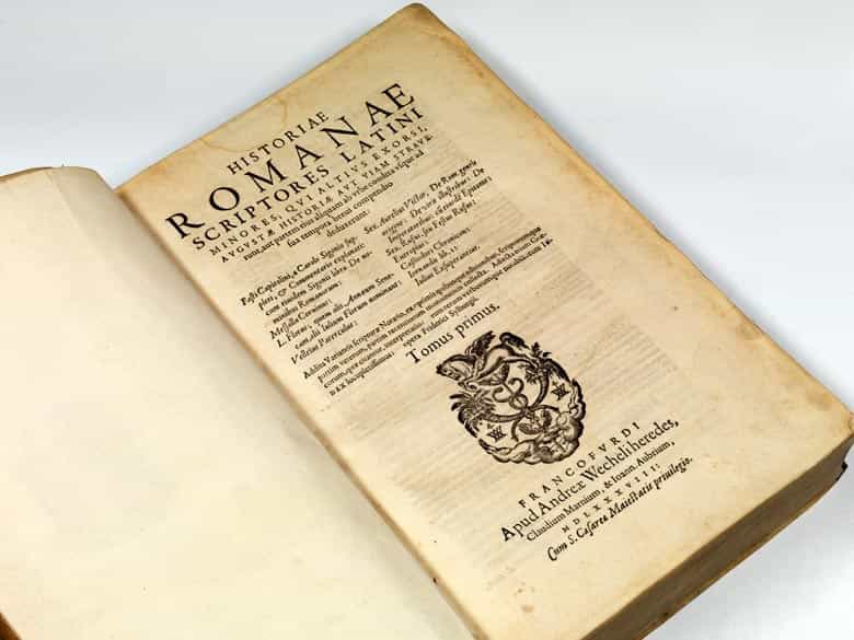 Detailabbildung: Bedeutende Sammelausgabe römischer Geschichtsschreiber mit Kommentaren von Erasmus, Glarean, Beatus Rhenanus, Vives u.a. 