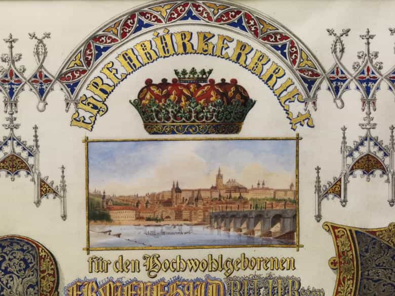 Detailabbildung: Ehrenbürgerbrief für den hochwohlgeborenen Ritter von Francescony