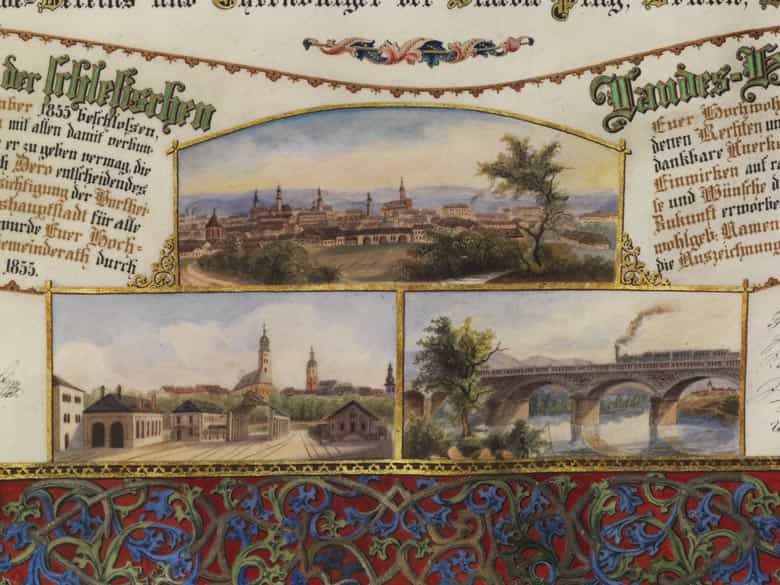 Detailabbildung: Ehrenbürgerbrief für den hochwohlgeborenen Ritter von Francescony