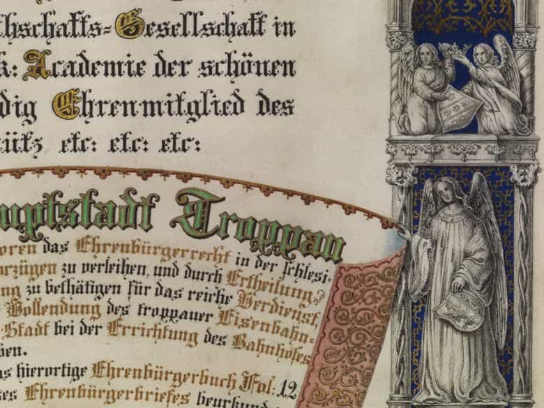 Detailabbildung: Ehrenbürgerbrief für den hochwohlgeborenen Ritter von Francescony