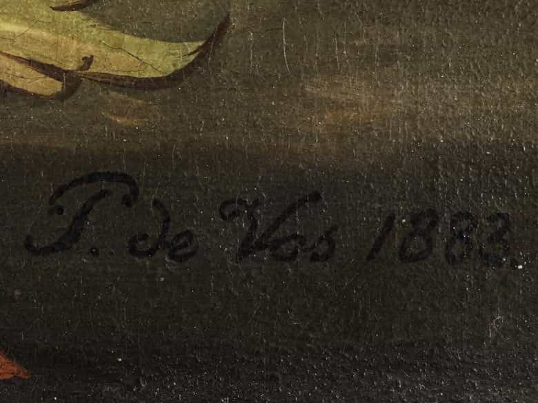 Detailabbildung: P. de Vos, Maler des 19. Jahrhunderts, der im Stil seines holländischen Namensvorfahren gearbeitet hat