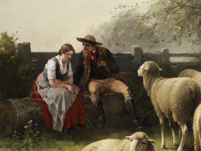 Detailabbildung: Jan David Col, 1822 - 1900, und Cornelis van Leemputten, 1841 - 1902