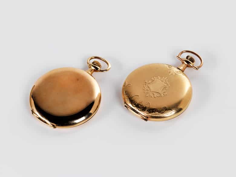 Detailabbildung: Konvolut von zwei goldenen Taschenuhren