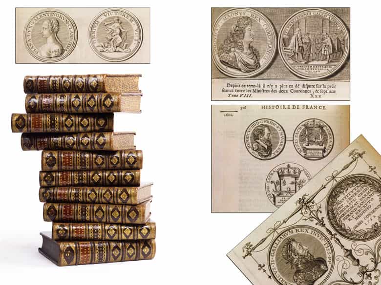 Detailabbildung: † Bibliothek No. 1 Eine große Bibliothek mit 1130 Büchern des 18. Jahrhunderts, Louis XIV und Louis XV.