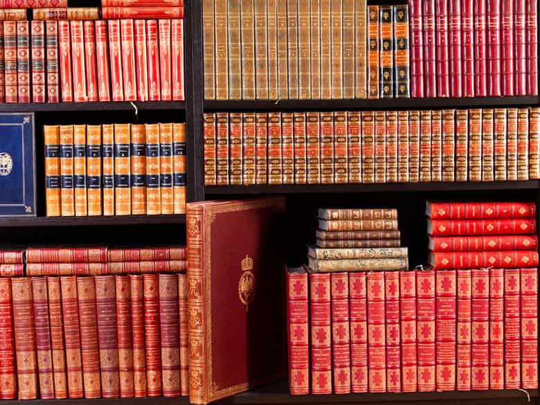 Detailabbildung: † Bibliothek No. 4 Zweite Hälfte des 19. Jahrhunderts sowie einige Bände des ausgehenden 18. und des beginnenden 20. Jahrhunderts