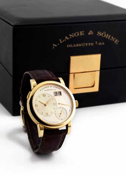 Detailabbildung: Herrenarmbanduhr Lange & Söhne, 18 Karat Gold, manueller Aufzug