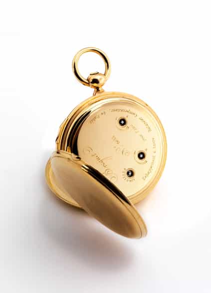 Detailabbildung: Herrensavonette, 18 Karat Gelbgold mit Viertelrepetitionsschlagwerk und Seconde morte