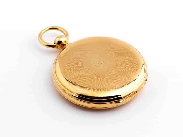 Detailabbildung: Herrensavonette, 18 Karat Gelbgold mit Viertelrepetitionsschlagwerk und Seconde morte