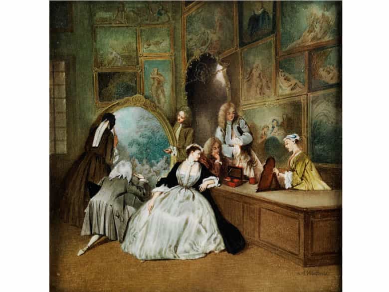 Detailabbildung: Miniaturkopist nach Antoine Watteau, 1684 - 1721