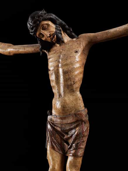 Detailabbildung: Bedeutende gotische Skulptur des gekreuzigten Christus
