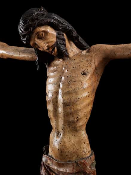 Detailabbildung: Bedeutende gotische Skulptur des gekreuzigten Christus