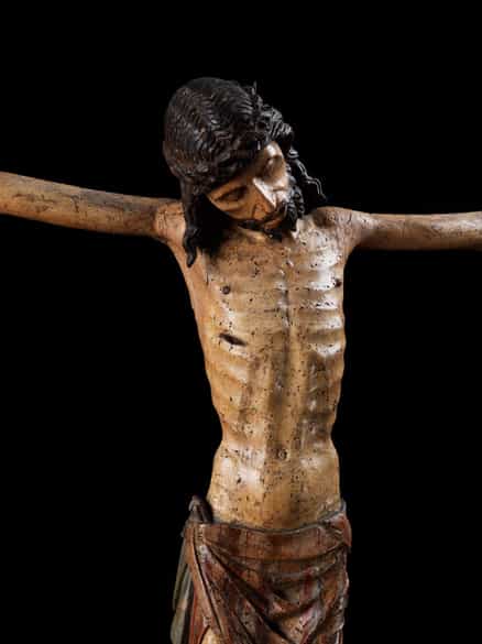 Detailabbildung: Bedeutende gotische Skulptur des gekreuzigten Christus
