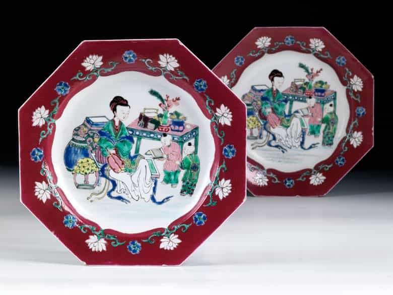 Detailabbildung: Paar famille rose-Teller