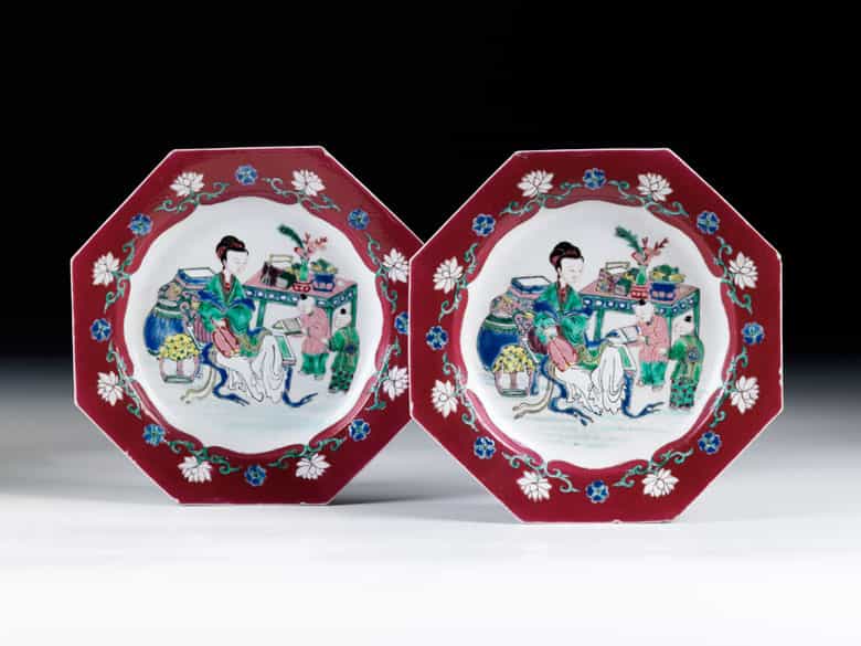 Detailabbildung: Paar famille rose-Teller