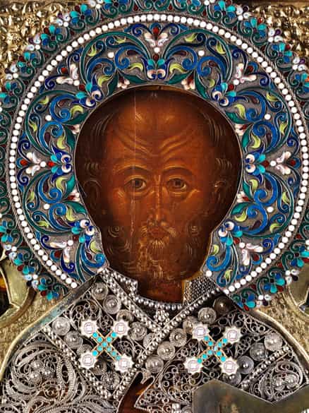 Detailabbildung: Ikone des Heiligen Nikolaus, der Wundertäter