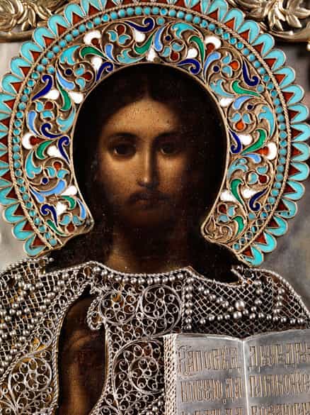 Detailabbildung: Ikone mit der Darstellung von Christus Pantokrator