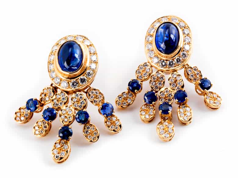 Detailabbildung: † Safir-Brillantohrringe